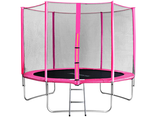 SixJump Gartentrampolin 3,05 m - Outdoor Trampolin für Kinder, Komplett-Set inkl. Leiter, Sicherheitsnetz & Abdeckung, pink