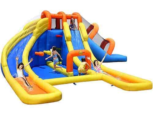 HappyHop Wasserhüpfburg Wasserpark Mini mit Rutsche inkl. Gebläse